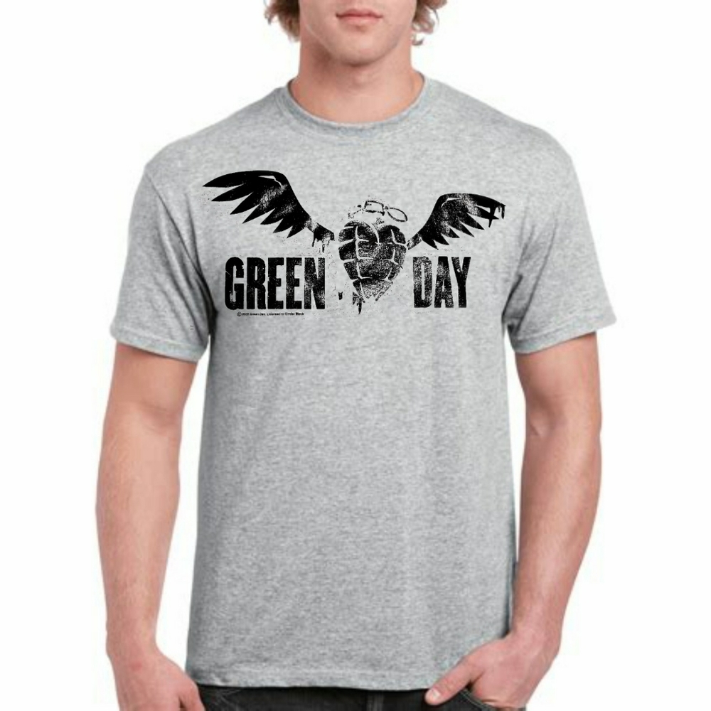 Green Day Punk Rock Winged Heart Grenade Band Tee